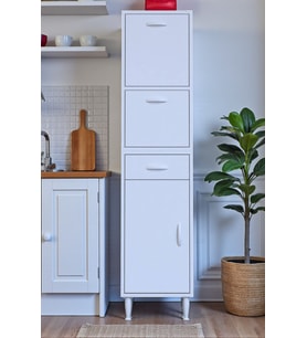 Eliusta Solaira 50 cm Genişlik Kapaklı Mutfak Dolabı 3 Kapaklı, Çekmeceli Çok Amaçlı Mutfak/Banyo Dolabı (Beyaz)