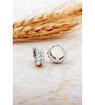 13 Mm Piramit Rodyumlu Gümüş Halka Küpe 7151