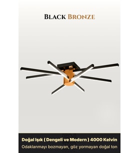 Nova 8 Bronz LED Tavan Avize – Kumandalı Dim Edilebilir – Aşağı Işık