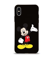 Apple iPhone X Uyumlu Lansman Kılıf Mickey Mouse Tasarımlı Altı Kapalı İçi Kadife Kaplı  Kapak (Şeffaf)