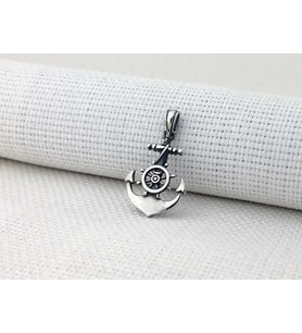 Çapa Dümen Tasarımlı 925 Ayar Gümüş Erkek Kolye Ucu