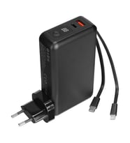 S-link G225 20000mAh Lightning+Type-C Kablolu Powerbank Siyah PD22.5W LCD AC Prizli Taşınabilir Pi