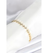 Pirinç Gold Renk Balık Sırtı Model Zirkon Taşlı Kadın Bileklik 5886