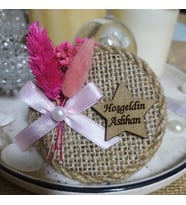 Kişiye Özel Söz Nişan Düğüm Bebek Magnetleri (Pudra Pembe)