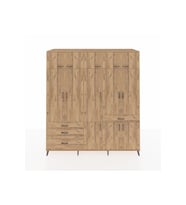Kronos Dolap 8 Raflı 4 Çekmeceli 3 Askılı 220x59x243 Çam-Çam/Çam