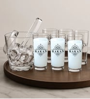 BK Gift Kişiye Özel 8 Parça Paşabahçe Rakı Bardağı & Buz Kovası Seti–1, Erkeğe Hediye, Babaya Hediye, Babalar Günü Hediyesi
