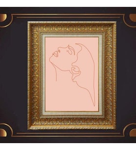 Gold Altın Kalın Çerçeveli Paspartulu Tablo c181