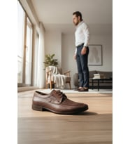 Enoch Kahve Hakiki Deri El İşçiliği Görünümlü Dokulu Bağcıklı Klasik Ayakkabı