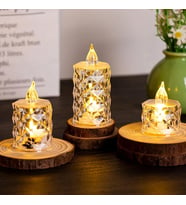 Led Mum Şeffaf Kristal Led Mum Pilli Alevsiz Çay Mumu Düğün Doğum Günü Ortam Işığı Midi