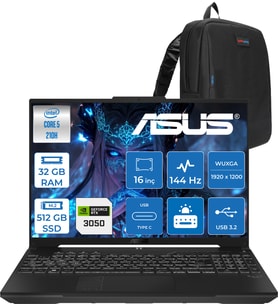 Asus Tuf Gaming F16 FX607VJ Intel Core 5-210H 32GB 512GB SSD RTX3050 6gb 16 Inç Wuxga 144Hz IPS Freedos Gaming Notebook RL033F17 + Zetta Çanta
