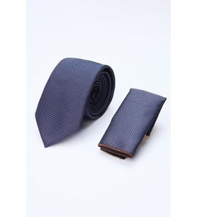 Lacivert-Kahverengi Desenli 7 Cm Kravat 1090260130