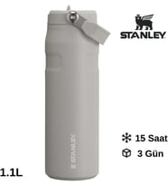 Stanley The Iceflow Flip Straw Pipetli Termos Bardak 1.1 Lt Matara Gri, 5003378789