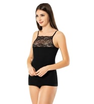 Kadın İp Askılı Geniş Dantelli Bayan Atlet Fanila 6033 (Siyah)
