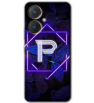 Vivo Y27 Kılıf HD Desen Baskılı Kılıf - Dark Neon Yaprak P Harfi