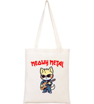 Kedi Baskılı Ham Bez Çanta Metalci Kedi