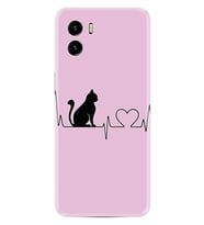 Vivo Y15S Y32 Y33S Y51 Y53S Kılıf Desemli Silikon Pink Cat Heart 1303
