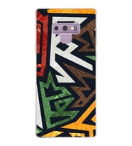 Samsung Galaxy Note 9 Kapak  Soyut Grafiti Tasarımlı Şeffaf Silikon Kılıf