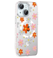 Durukar® iPhone 14 Floral Magsafe Kapak - Turuncu