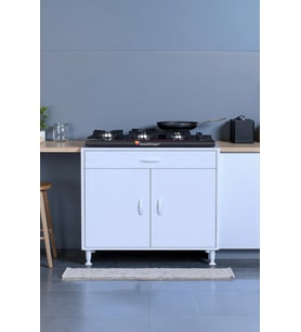 Eliusta Nehir 80 cm Mutfak Dolabı Çok Amaçlı Ankastre Set Ocak Dolabı 80x88x48 cm Raflı 2 Bölmeli Dolap (Beyaz)