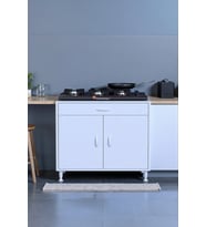 Eliusta Nehir 80 cm Mutfak Dolabı Çok Amaçlı Ankastre Set Ocak Dolabı 80x88x48 cm Raflı 2 Bölmeli Dolap (Beyaz)