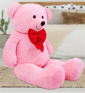 Mavimsi 140 cm Kırmızı Papyonlu Ayıcık (Pembe)