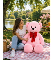 Mavimsi 140 cm Kırmızı Papyonlu Ayıcık (Pembe)