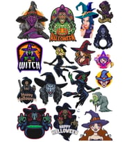 Hallowen Cadı Sticker Set 20 Parça Telefon, Tablet, Defter, Laptop Sticker
