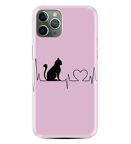 Apple iPhone 11 12 13 14 Pro Max Kılıf Desemli Silikon Pink Cat Heart 1303