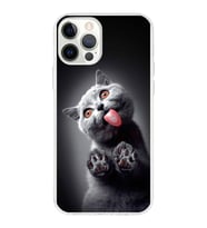 PrintiFy Apple  iPhone 12 Pro ile Uyumlu 1mm Slim Fit Kedi 2 050c Baskılı Şeffaf  Kılıf