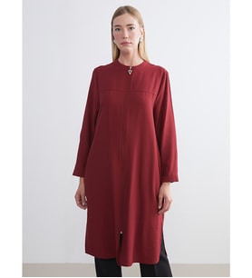 LCW Grace Bordo Bisiklet Yaka Elbise