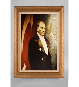 Altın Varaklı Paspartulu Çerçeveli Atatürk Tablo nt577