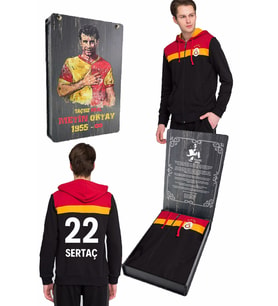 Galatasaray Orijinal Sweat Kapüşonlu Fermuarlı Kırmızı Özel Tasarım Ahşap Kutulu (Kırmızı-Siyah)