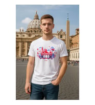 Erkek Bisiklet Yaka %100 Pamuk Antalya Baskılı Kısa Kollu T-shirt