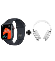 Smart Watch 7 Serisi Akıllı Saat ve P9 AirPods Max İkili Paket (Siyah-Gümüş) (Siyah - Gümüş)