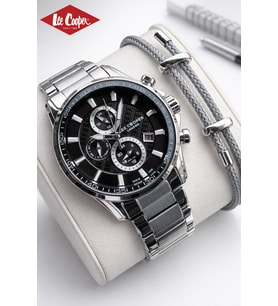 Lee Cooper İç Kadran Fonksiyonları Aktif Bileklik Hediyeli 2 Yıl Garantili Erkek Kol Saati E8330.350 (Gümüş)