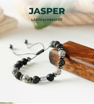 Luxtone Sertifikalı Jasper - Lavtaşı ve Hematit Makrome Bileklik Erkek Takı LX1910BM