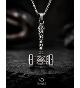 Paslanmaz Çelik Iskandinav Mitolojisi Gümüş Renk Viking Thor Çekici Mjolnir Valknut Erkek Kolye