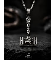 Paslanmaz Çelik Iskandinav Mitolojisi Gümüş Renk Viking Thor Çekici Mjolnir Valknut Erkek Kolye