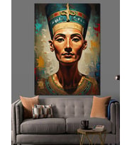 Antik Mısır Kraliçesi Nefertiti Büstü Dekoratif Kanvas - Mdf Ahşap Tablo