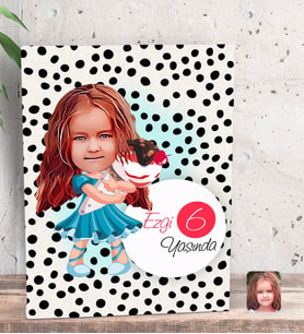 BK Gift Kişiye Özel Kız Çocuk Yaş Karikatürlü Dekoratif Mini Kanvas Tablo 15x20cm-15