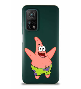 Xiaomi Mi 10T Soft Premier Kapak Patrick Yıldız Tasarımlı Silikon Kılıf - Yeşil (Şeffaf)