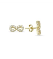 Beyaz Taşlı Sonsuzluk  Küpe (Gold)