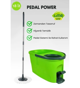 Pedallı Turbo Temizlik Seti, Mikrofiber Bezli, Döner Başlıklı Otomatik Kova