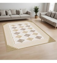 Rovigo Home Dijital Baskı Yıkanabilir Kaymaz Taban Salon Halısı Ve Yolluk RVG0988-FNL238 (Bej)