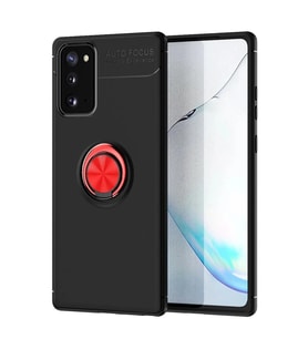 Durukar® Samsung Galaxy Note 20 Kılıf Range Yüzüklü Silikon - Siyah-Kırmızı