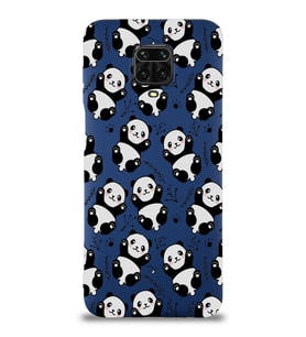 Xiaomi Redmi Note 9 Pro Uyumlu Lansman Kılıf Panda Tasarımlı İçi Kadife Kapak-Lacivert (Şeffaf)