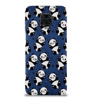 Xiaomi Redmi Note 9 Pro Uyumlu Lansman Kılıf Panda Tasarımlı İçi Kadife Kapak-Lacivert (Şeffaf)