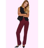 Kadın Yüksek Bel Straight Pantolon Dokuma Kumaş Casual Günlük Hafta Sonu Dayanıklı Malzeme (Bordo)