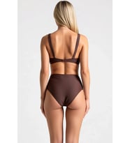 Kadın Bikini Takımı Balconette Kaplı Kolsuz Yüksek Bel Slip Etnik Desenli Örme Kumaş Yazlık Plaj