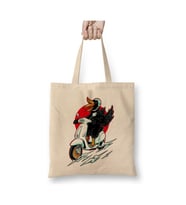 Bird Rider Vespa Lover Beyaz Bez Çanta Uzun Saplı Alışveriş Çantası Plaj Çantası